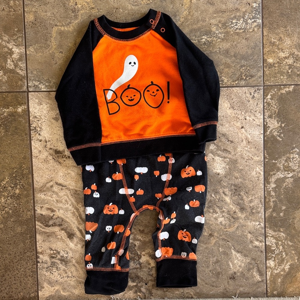 Cat & Jack Orange and Black Baby Outfit